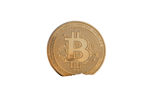 Goldene Bitcoin-M&uuml;nze auf Sand, OnlySpins Casino Krypto-Auszahlung mit Bitcoin