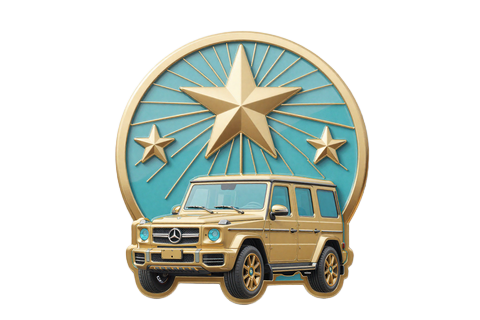 Goldenes Alpha-Centauri-VIP-Abzeichen mit Mercedes-Benz-Silhouette als OnlySpins Top-Reward