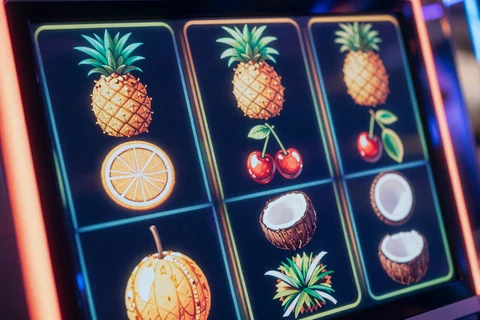 Leuchtende Slot-Walzen mit tropischen Frucht-Symbolen im OnlySpins Online Casino