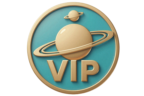 Goldenes VIP-Abzeichen der Saturn-Stufe mit Planetenring im OnlySpins VIP-Programm